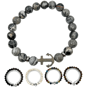 Grossiste de bracelets homme en pierre naturelle à motif marin