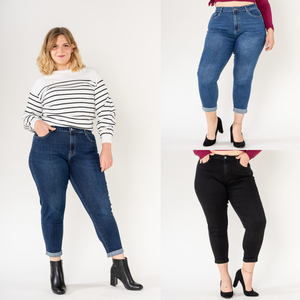Grossiste de jean mom en denim de coton pour femme de grande taille pour un cout pas cher REF DV P609