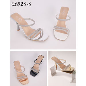 Grossiste de mule à talon aiguille avec brides fines serties de