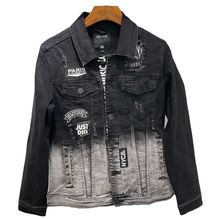 Grossiste de veste en jean effet délavé usé en coton avec patchs