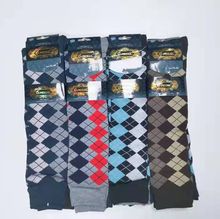 Chaussettes longues femme en coton imprimé à carreaux