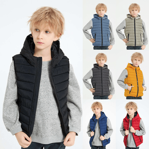 Doudoune pour enfant sans manche matelassée à capuche
