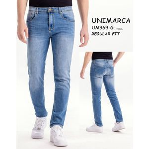 Jean homme coupe regular à effet délavé en coton élasthanne