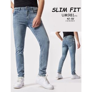 Jean coupe slim effet délavé en tissu confort de coton stretch