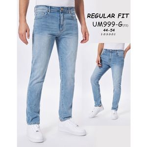 Jean regular avec délavage tendance en tissu stretch de coton