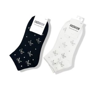 Chaussettes courtes en coton à motif noeuds papillons pailletés