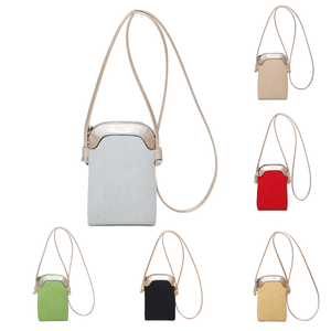 Pochette pour téléphone zippée en tissu côtelé et simili cuir