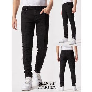 Pantalon jean noir coupe slim avec effet recousu en coton