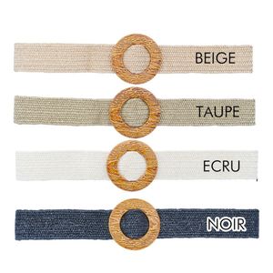 Ceinture bohème élastique à boucle ronde en imitation bois
