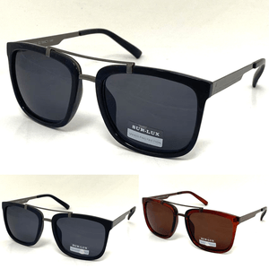 Lunettes de soleil unisexes carrée avec barre horizontale en métal