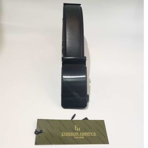 Ceinture en cuir de vache noir à mécanisme automatique Edisson Harry's London