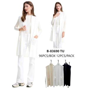 Gilet long et confortable sans manches avec poches avant