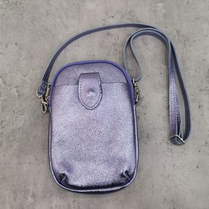 Pochette pour téléphone à zip avec poche plate devant et derrière Lilas