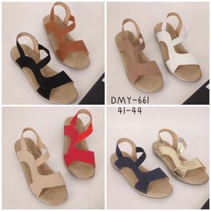 Sandales confortables en tissu élastique et simili cuir grande taille 41-44