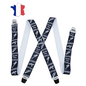Bretelles élastiques croisées en X avec imprimé musique jazz
