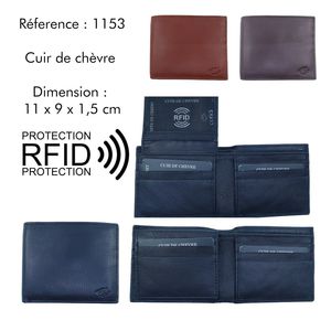 Portefeuille bifold en cuir à un volet sécurisé avec protection RFID