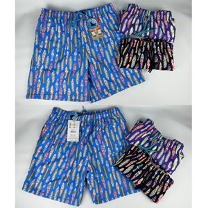 Short de plage avec filet intérieur et motif de planches de surf colorées