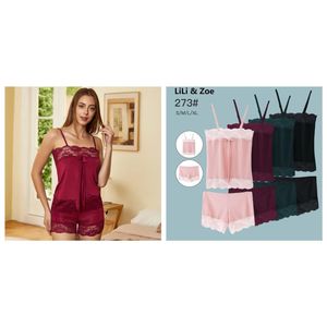 Ensembles de nuit : caraco et short orné d’une fine dentelle florale