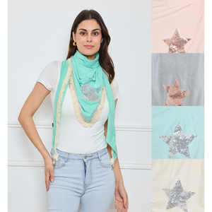 Cape à frange avec grande étoile en sequins au dos