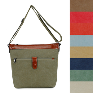 Sac bimatière en similicuir et toile avec poche zippée avant