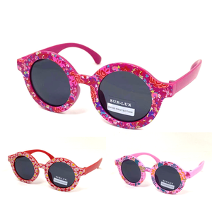 Lunettes de soleil fille de forme ronde ornée d'un motif floral joyeux