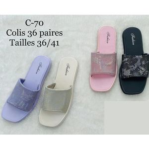 Claquettes femme élégantes à bride texturée brillante