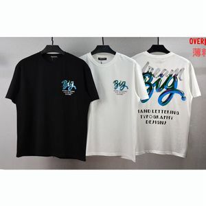 T-shirt uni col rond manches courtes motif typographique BIG