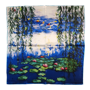 Echarpe carrée en soie "Nymphéas et saules" de Claude Monet