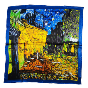 Echarpe carrée en soie "Terrasse du café le soir" de Vincent Van Gogh