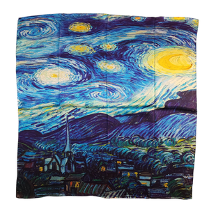 Echarpe carrée en soie Représentation "La nuit étoilée" de Vincent Van Gogh