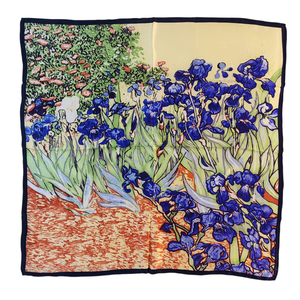Echarpe carrée en soie Représentation de "Iris" de Vincent Van Gogh