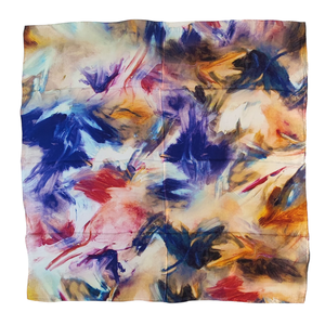 Foulard carré de soie à motif abstrait en coup de pinceau