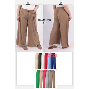 Pantalon palazzo grande taille plissé à taille élastiquée et cordon