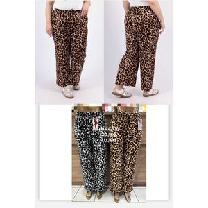 Pantalon grande taille motif léopard avec taille élastiquée