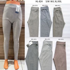 Legging motif avec carreaux classique et taille haute à poches