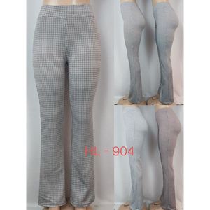 Pantalon bootcut taille haute imprimé élégant à carreaux