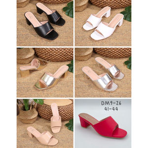 Mules à talon mi-haut carré design à enfiler en simili cuir taille 41-44