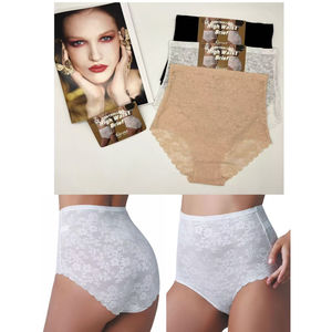 Culotte "Ancona" en dentelle et taille haute à effet gainant