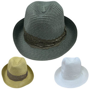 Chapeau d’été en papier avec ruban en dentelle - 12 pièces