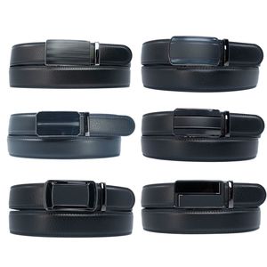 Ceinture boucle automatique en croûte de cuir de vachette 3,5 cm noir