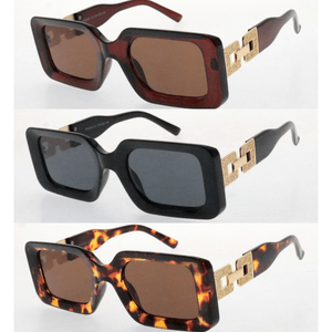 Lunettes de soleil femme rectangulaires à détail chaîne géométrique dorée