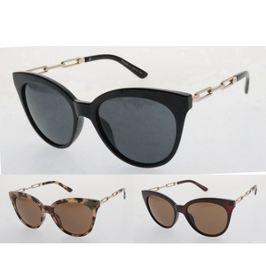 Lunettes de soleil femme œil-de-chat et branches à maillons métalliques