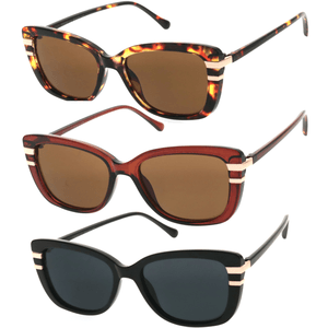 Lunettes de soleil femme papillon avec détail de rayures métalliques