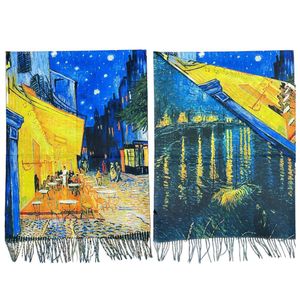 Écharpe réversible Terrasse du café le soir & Nuit étoilée sur le Rhône