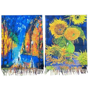 Écharpe réversible motif Six sunflowers peinture de Vincent Van Gogh