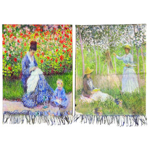 Écharpe réversible Camille Monet et enfant et Suzanne lisant et Blanche peignant