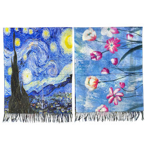Écharpe réversible La Nuit étoilée et éclosion florale de Vincent Van Gogh