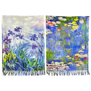Écharpe réversible avec les œuvres de Claude Monet Iris et Nénuphars