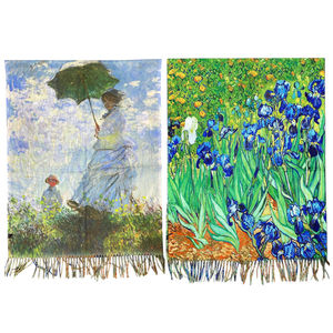 Écharpe réversible Iris de Van Gogh et La Promenade de Claude Monet