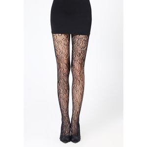 Collants en résille noire ornés d’un motif inspiré du cachemire